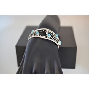Jerry Cowboy Navajo Sterling Silver Turquoise Cuff Bracelet